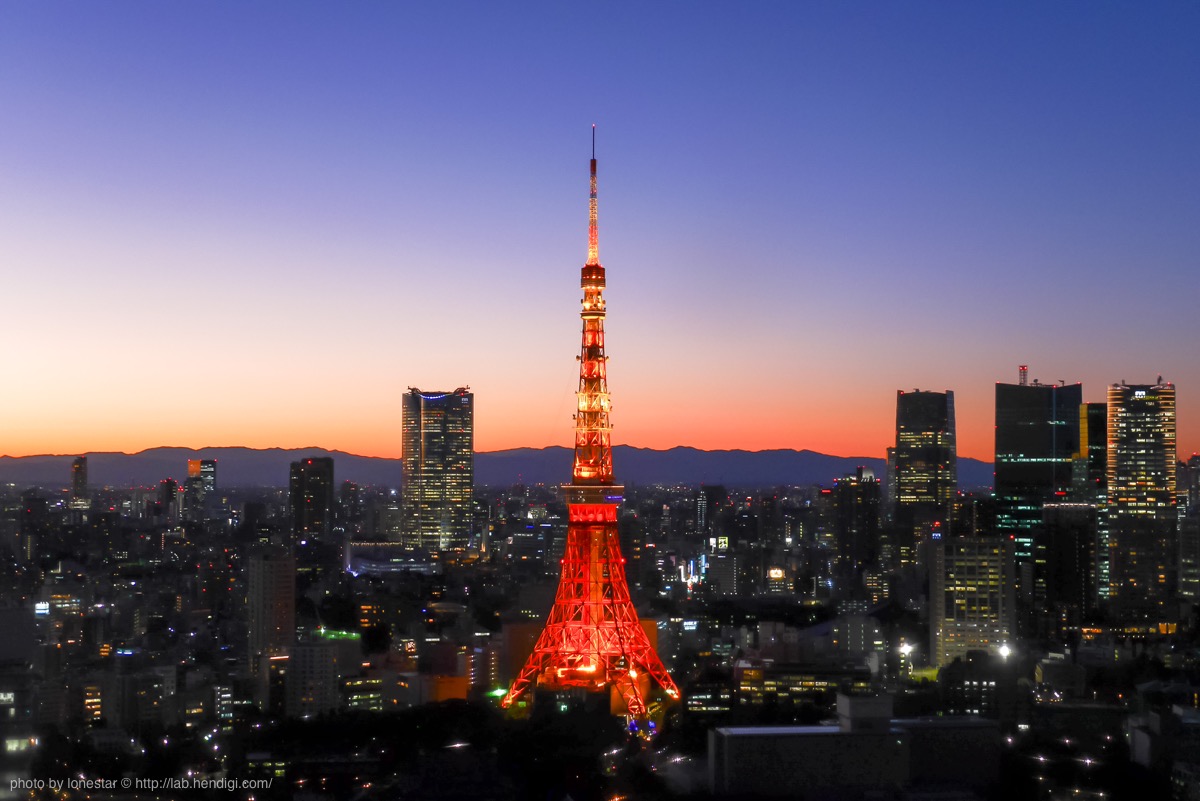東京タワー　夜景　世界貿易センタービル