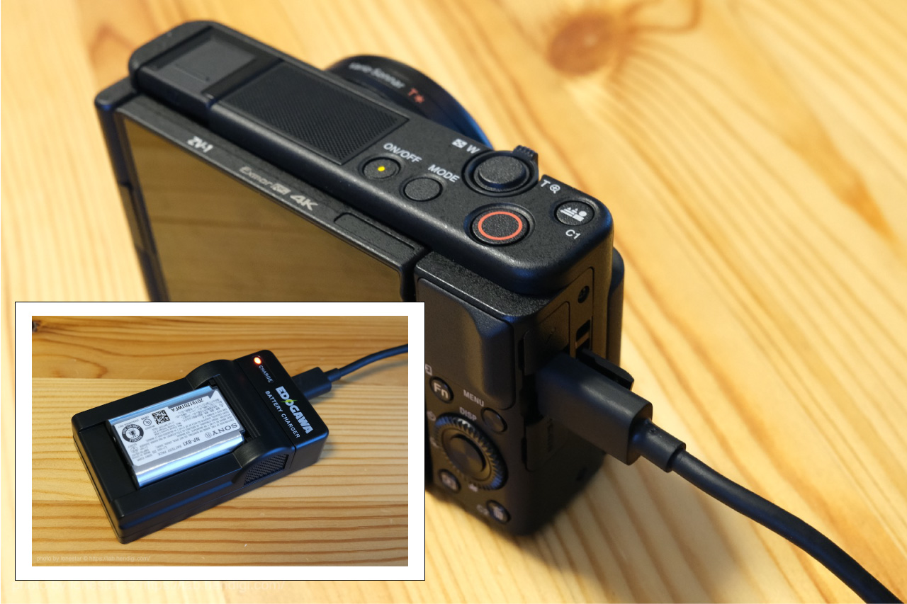 カメラ デジタルカメラ VLOGCAM ZV-1の予備バッテリーを充電するためにEDOGAWAの急速互換充電 